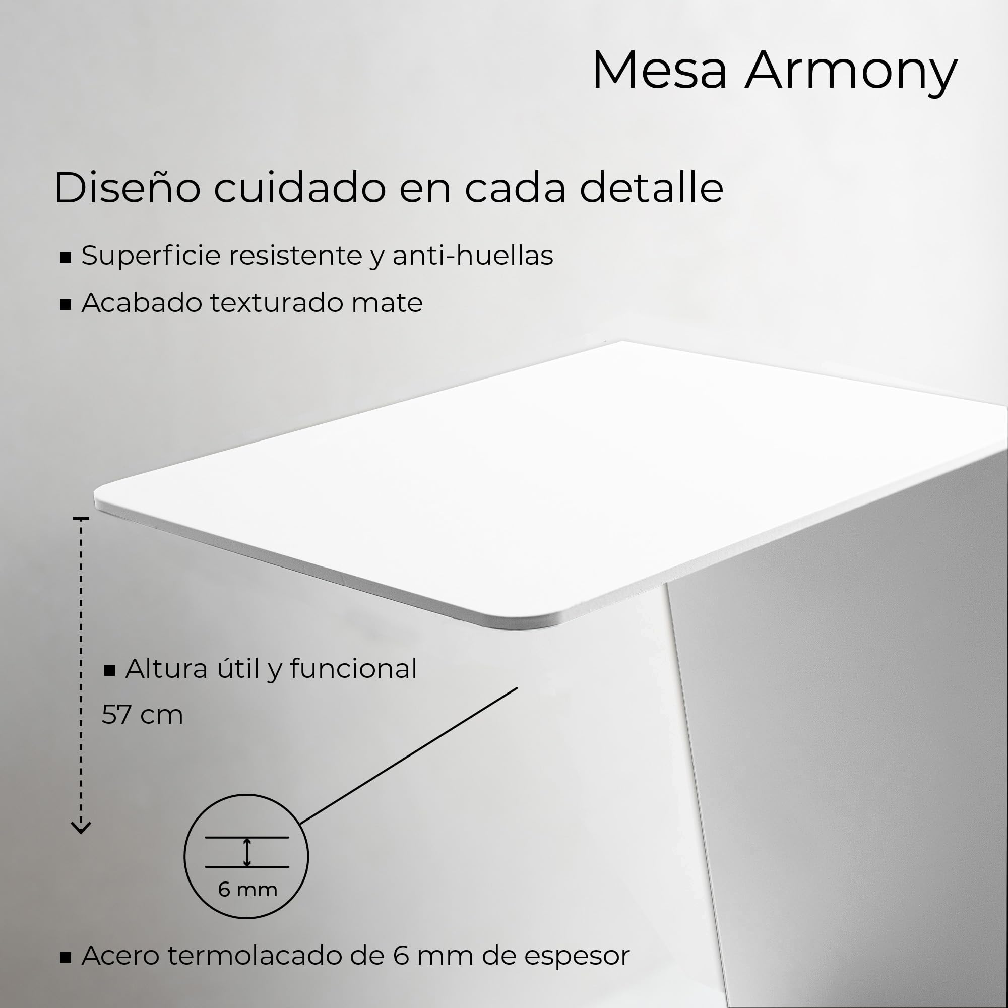 MILUKA Mesa Auxiliar Sofa en Forma de C, Metal Blanco en una Sola Pieza | Mesita elegante y resistente, Apoyo para portatil o comer en el sofa, Mesa auxiliar exterior para balcón, o Mesita de noche