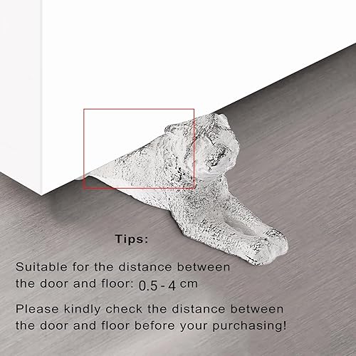 Miniatura 5 de Sumnacon Tope de puerta de perro de hierro fundido, resistente y rústico, evita perforar agujeros, cuña de puerta de metal vintage en la superficie