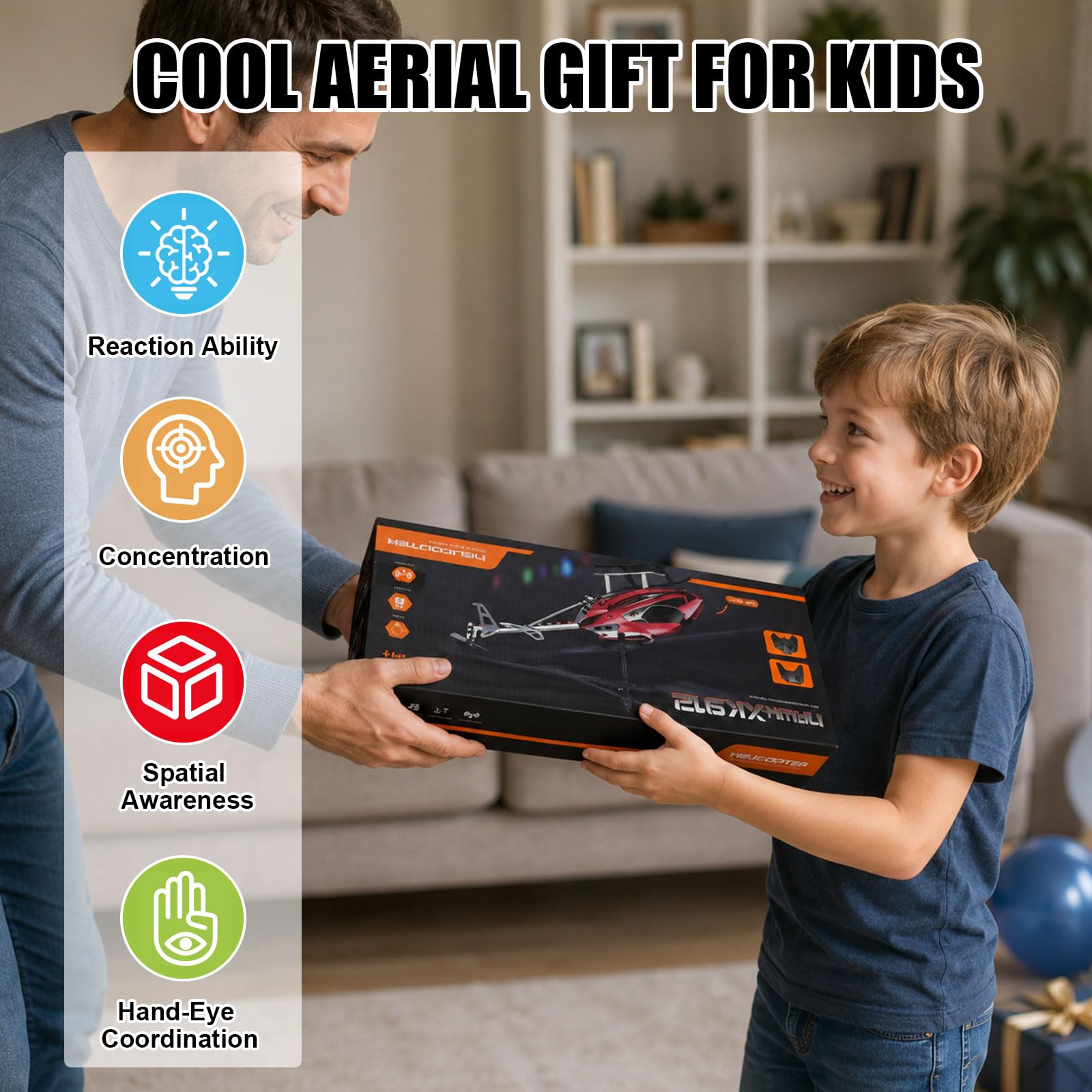 Elicottero RC a doppia testa di ricambio, 2,4 GHz, elicottero telecomandato, 3,5 canali, mantenimento dell'altezza, con strisce LED colorate, giocattolo per ragazzi dai 6 anni in su