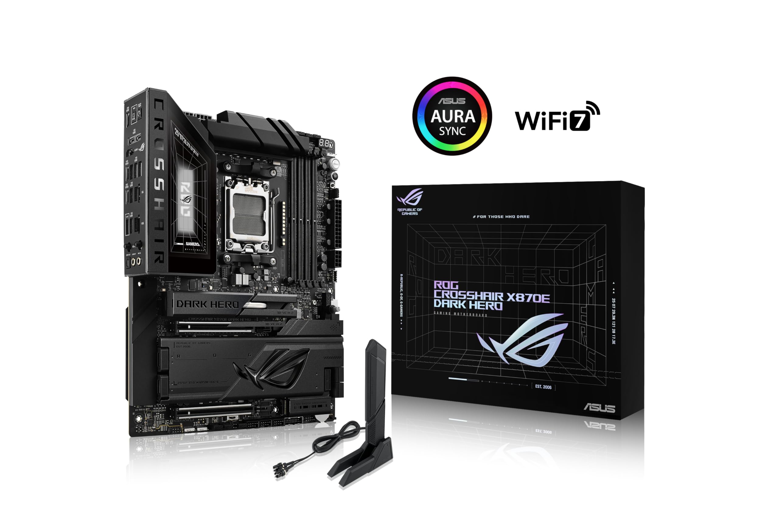 ASUS ROG Crosshair X870E Dark Hero Gamingowa płyta główna z gniazdem AMD AM5 (ATX, DDR5, Advanced AI PC, 10 GB Ethernet, WiFi 7, 2X PCIe 5.0 M.2, 2X USB4, 2 x USB 20 Gbps)