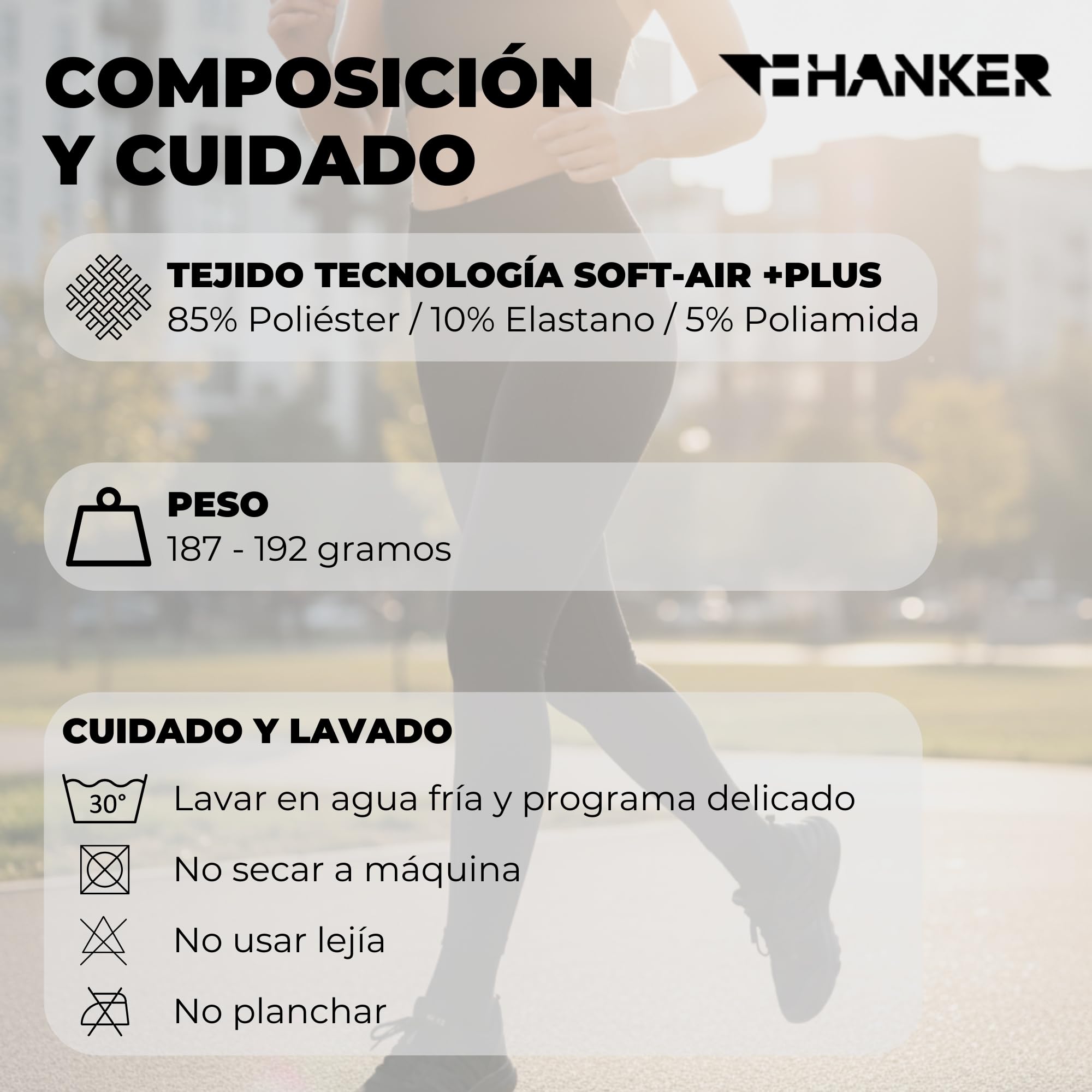 HANKER Leggings sportivi donna lunghi a compressione adattabile con tasche grandi e tessuto termoregolatore Soft-Air Plus