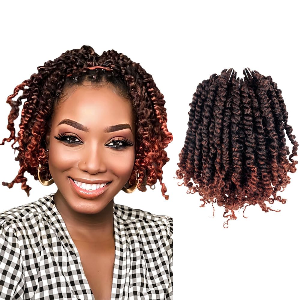 KAVSORAPI Passion Twist Hair,6 Inch Passion Twist Braiding Hair,Short Pre Looped Crochet Twist Jumbo Pre-twisted Two Strand Braids 8 Packs (T350/Ombre