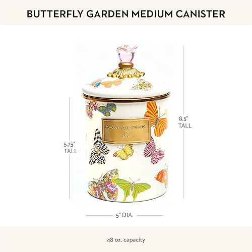 Miniatura 6 de MACKENZIE-CHILDS Flower Market - Recipiente con tapa, recipiente decorativo para alimentos, negro, mediano