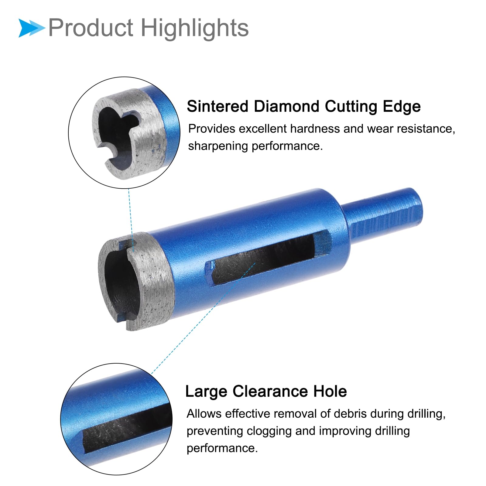 CoCud Diamond Core Drill Bit, 22mm Dia Round Shank, Tiles Stones Marble Concrete Dry/Wet Hole Saws Blue - Image 4