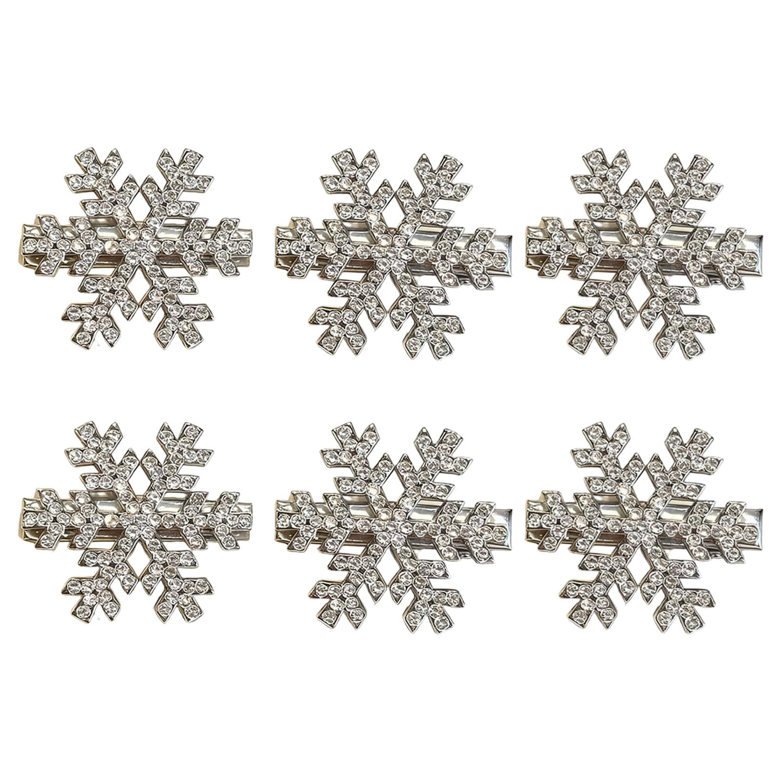 YUXITA 6 Piece Snowflake Rhinestones Pearls Hair Clip For Girls Lightweight Christmas Hair Accessory Creative