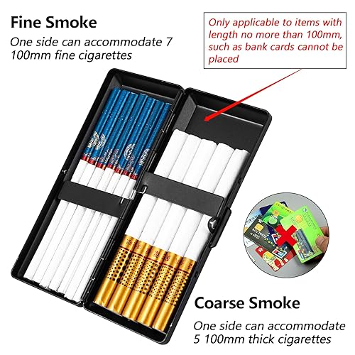 Miniatura 4 de Caja de cigarrillos de metal elegante, moderna y minimalista, con capacidad para 10 cigarrillos de 3.937 in, perfecta para mujeres, diseño de metal