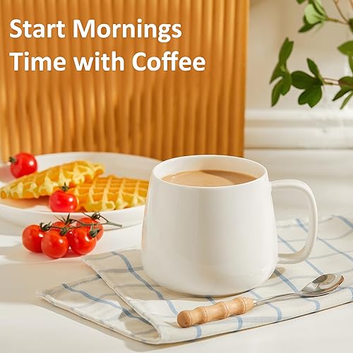 Miniatura 4 de Teocera Juego de 4 tazas de café de cerámica de 16 onzas, apilables, aptas para microondas, lavavajillas y horno, ideales para café, capuchino,