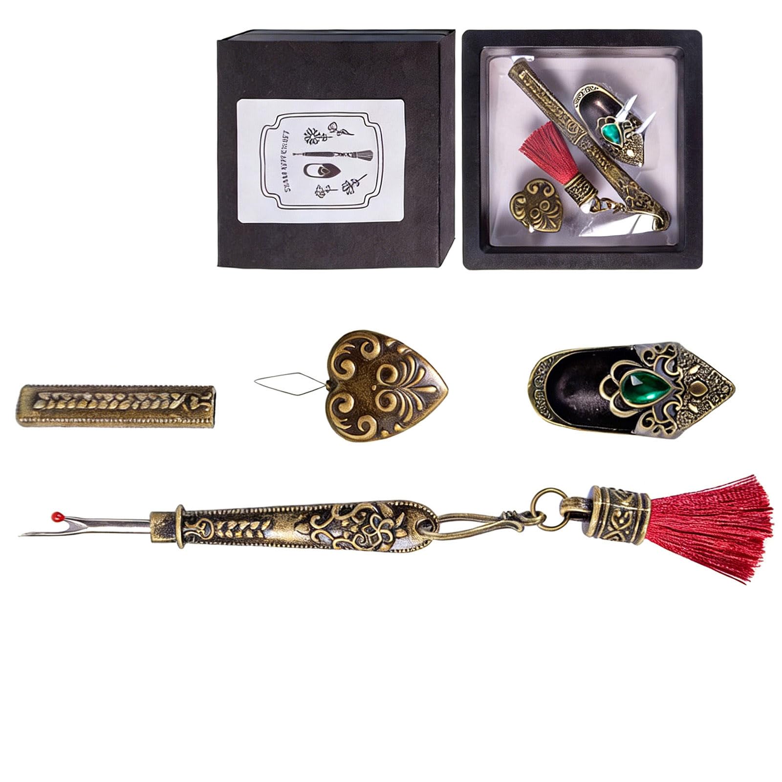 YROHGKPN Metal Seam Unpicker with Needle Threader and Finger Thimble for Sewing Tailoring Sewing Equipment Combination with Finger Pad