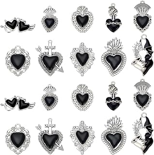 Heart Charms Sacred Heart Pendant Alloy Enamel Red Dangle Charm Western Gothic with Wings for Jewelry Bracelet Necklace Earring Making Accessories Valentine Gift