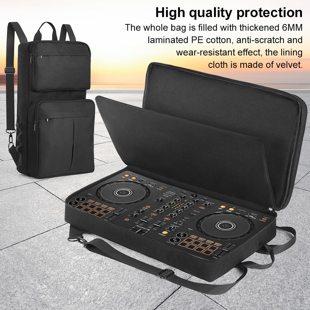 Zaino DJ per Pioneer DDJ-400 DDJ-FLX4 Roland DJ-202 Custodia di controllo DJ Borsa da viaggio leggera anti-graffio tracolla regolabile, Nero , Travel