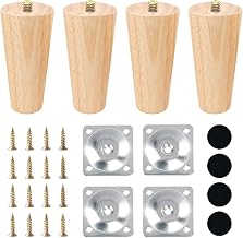 4 Pcs 8cm Wooden Furniture Legs,Wooden Sofa Legs Replacement Solid Beech,Solid Chair Legs Cabinet Feet With Non-slip Mat,Screws & Mounting Plate,Furniture Feet DIY Replacement Feet