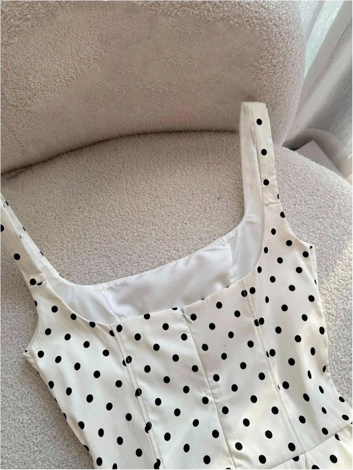 OYOANGLE Women's Polka Dots Square Neck Sleeveless Maxi Dress Fit and Flare Ruffle A Line Classy Dress - Image 3