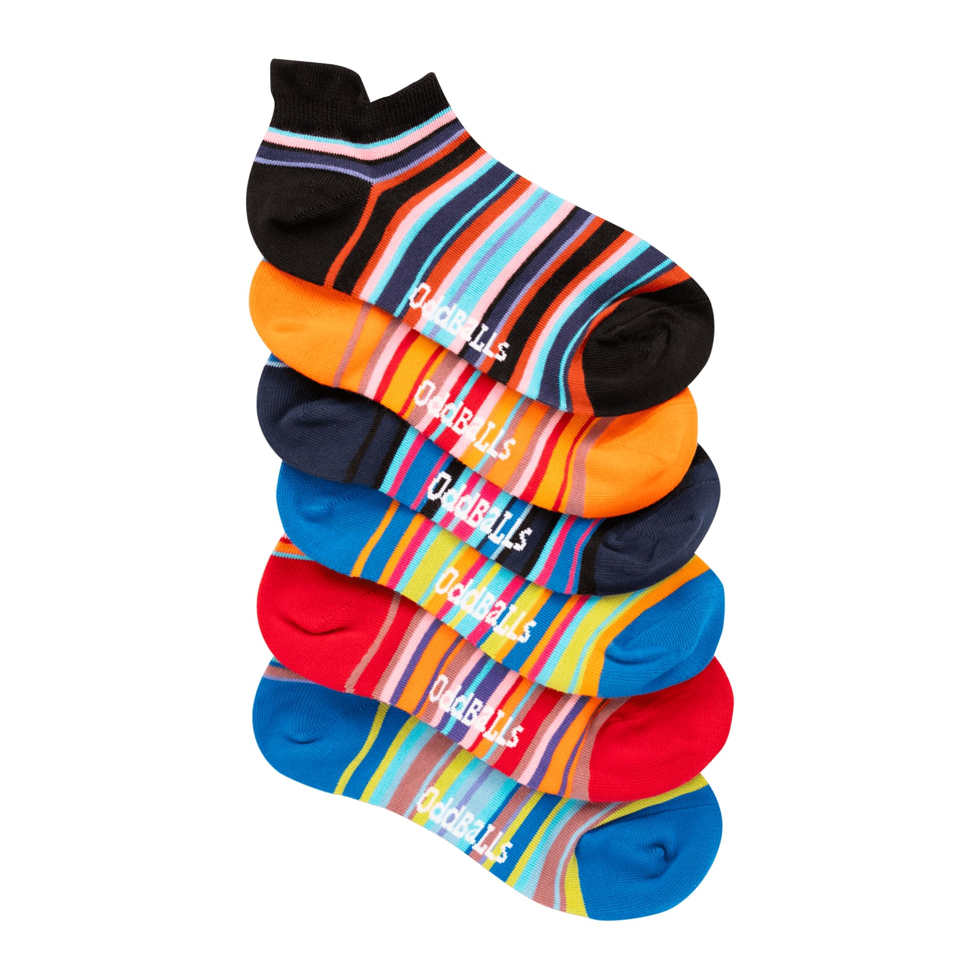OddBalls | Sock Multipack | 5 Pack | Mens & Womens | Colourful Cotton Socks | Work Socks | Elasticated Ankle (UK, Numeric, 3, 6, Regular, Regular, Lines)