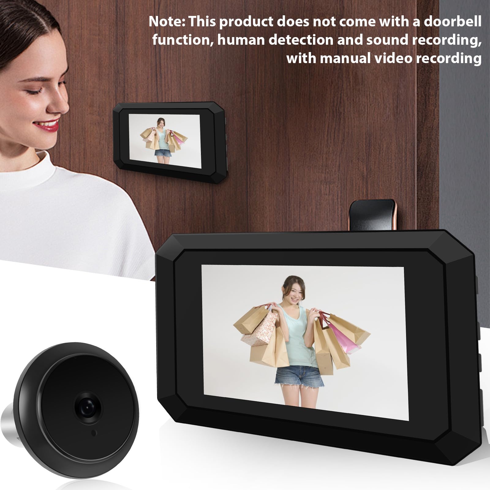 Spioncino digitale per porta, monitor LCD da 3,97 pollici con kit fotocamera 1080P da 2 MP, ampio angolo di visione di 120°, visione notturna a colori, batteria integrata da 1400 mAh