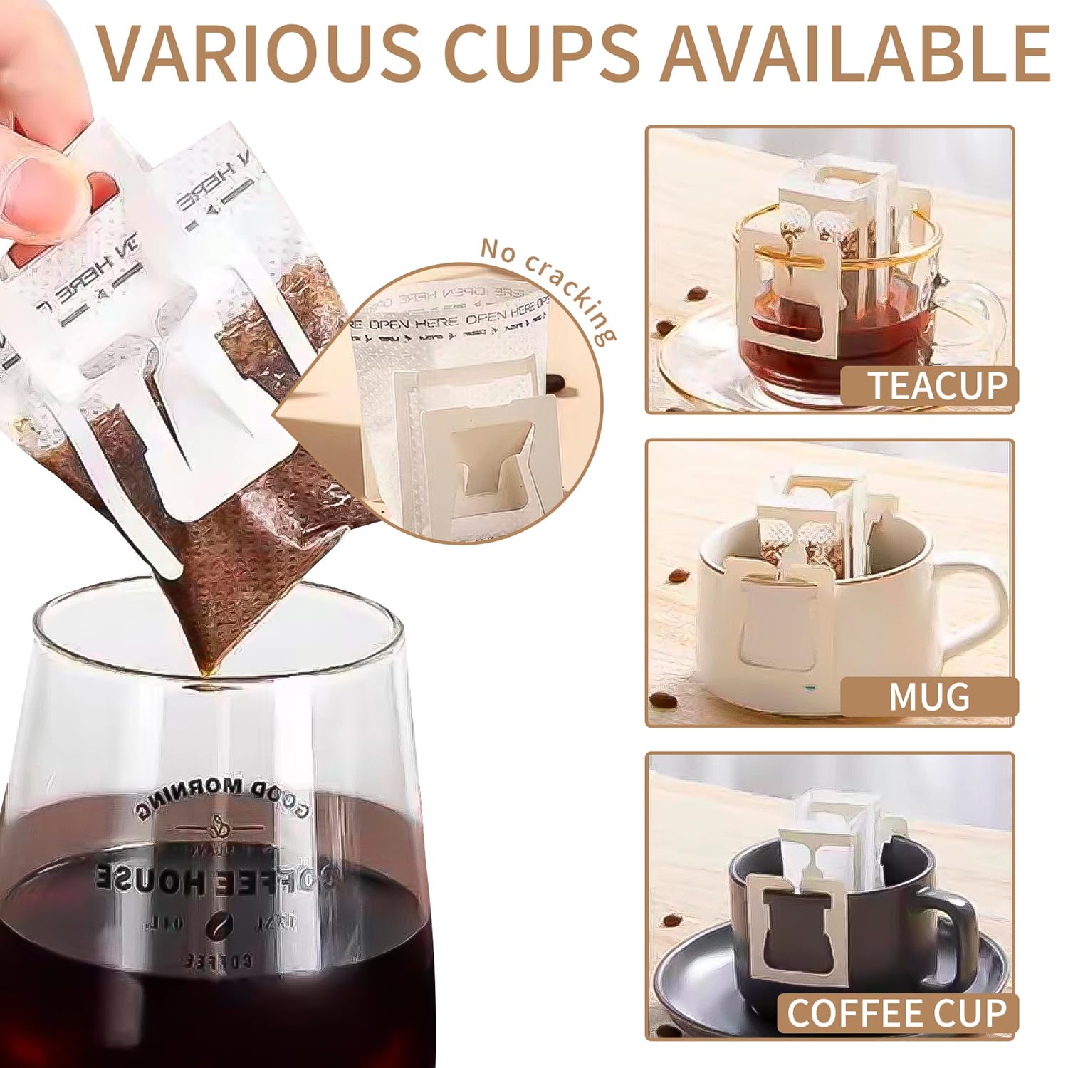 50 filtro per caffè da campeggio,Tazza di caffè sacchetto filtro caffè