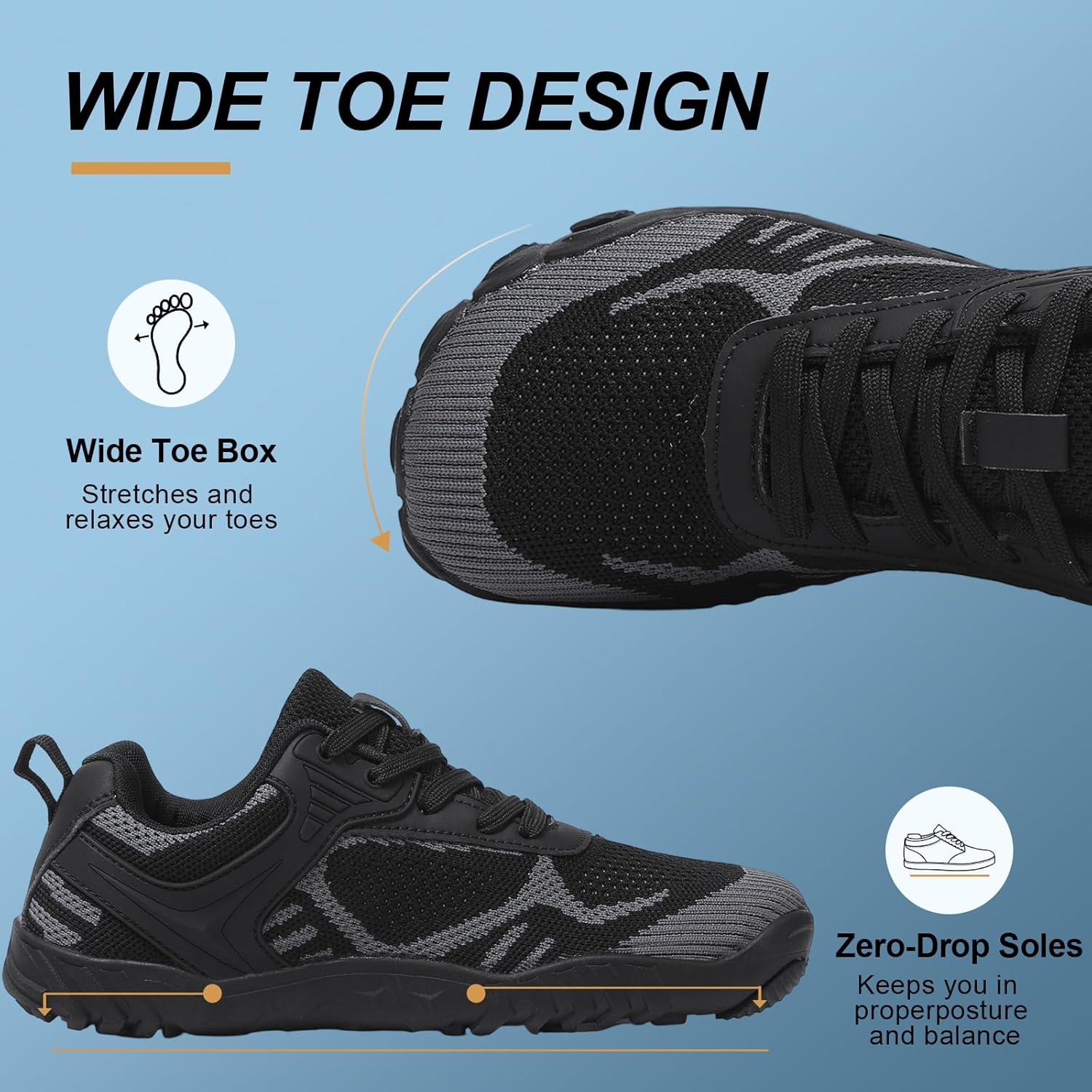 Hike Barefoot Shoes Womens Men Footwear，Women's Trail Running Barefoot Shoes，Wide Toe Box Minimalist Sneakers，Quick Dry Wide Toe Pro-Healthy&Non-Slip Water Shoe for Women Men - Image 2