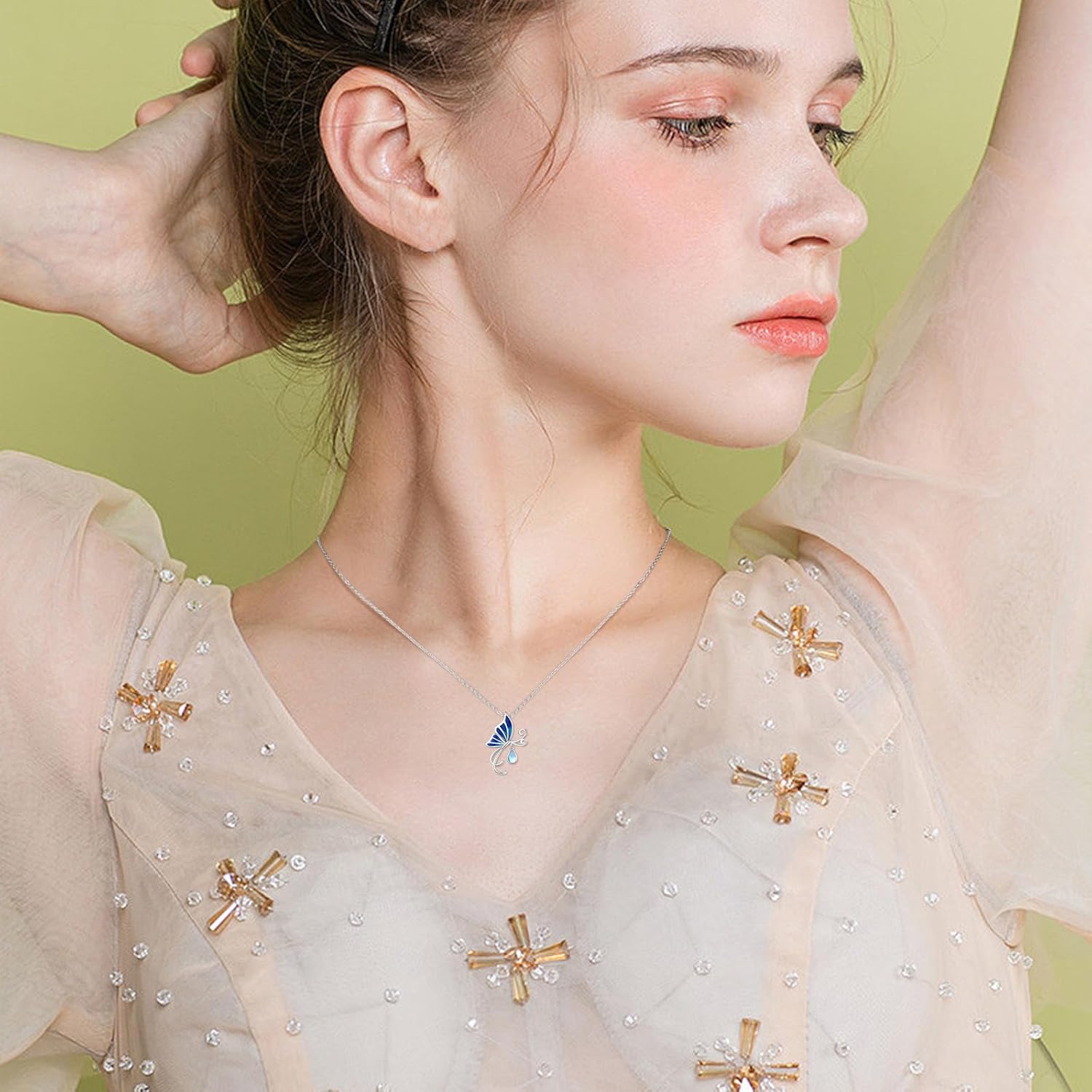 Butterfly Necklace 925 Sterling Silver Crystal CZ Butterfly Pendant Necklace Jewelry for Women Mom Wife - Image 5