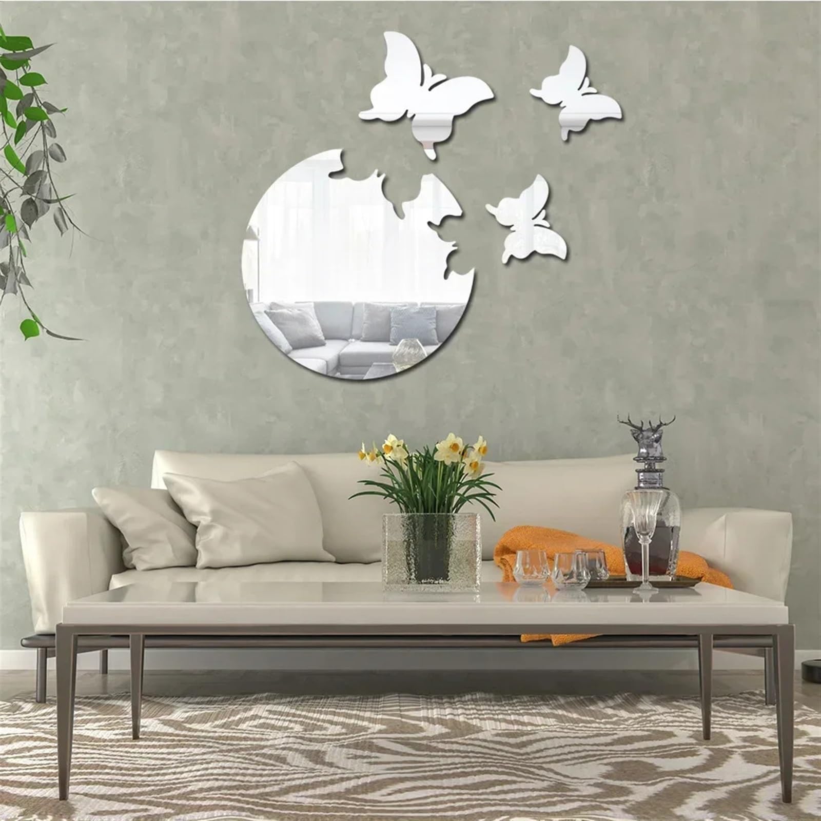 12 adesivi murali a specchio farfalla volante camera da letto decorazione della casa a autoadesivi arredamento Per Casa(Black)