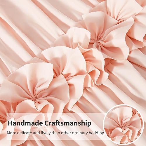 Miniatura 9 de Elegante edredón francés de 7 piezas en una bolsa, edredón de cama esponjoso hecho a mano con pajarita con relleno alternativo de plumón, juegos de