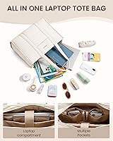 Vista 5 de LOVEVOOK Laptop Bag for Women, Puffer Tote Bag for Work 15.6 Inch Large Computer Briefcase for Teacher Nurse, Quilted Lightweight Casual Shoulder