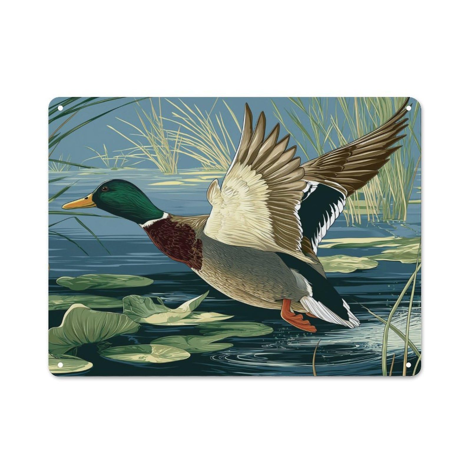 Junmoney Duck In Flight -3 Retro Metal Sign 30X40cm, Classic Pub Decor For Cafe, Pub, Workshop Or Home Bar, For Casual British Interiors