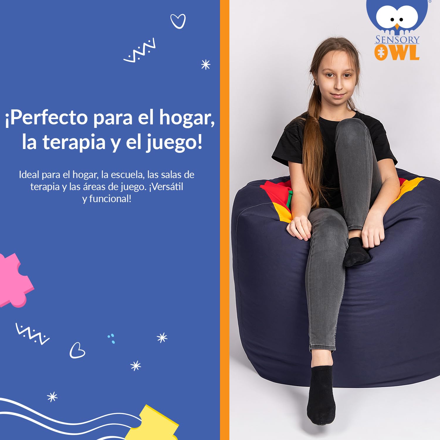 Túnel De Juego Infantil para Niños Puff Grande 90 x 70 cm Túnel Sensorial Impermeable Bolitas De Poliestireno Conciencia Corporal Alivio del Estrés Ansiedad