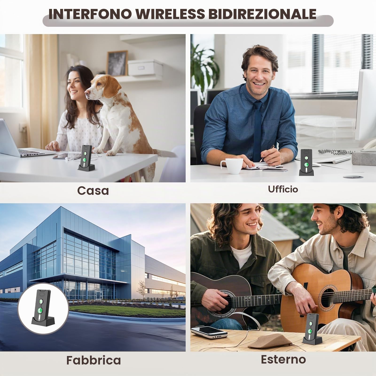 Interfono, sistema di interfono a 2 vie, sistema di intercom wireless per la casa, 500M SOS allarme senza fili, interfono di emergenza per anziani, comunicazione in tempo reale tra stanze – Confezione