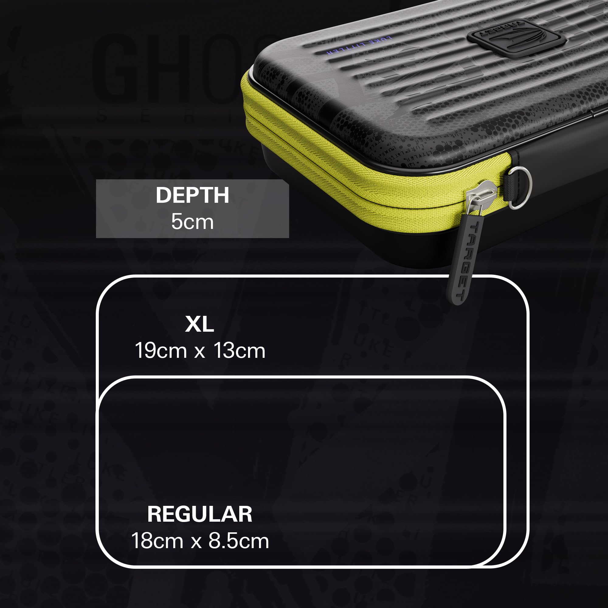 Target Darts Luke Littler Ghost Series XL Takoma Portafoglio – Freccettes Custodia, Nero/Bianco Storage Cases, “The Nuke” Cerniera Holder, Professionale Accessori – Holds 6 Fully Assemblato