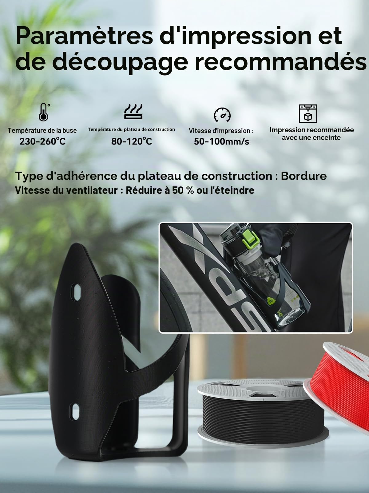 SUNLU ASA Filament pour imprimante 3D - Bobine soignée de 1,75 mm - Résistant aux rayons UV/pluie/chaleur - Idéal pour l'impression de pièces mécaniques fonctionnelles en plein air, 1KG(Gris)