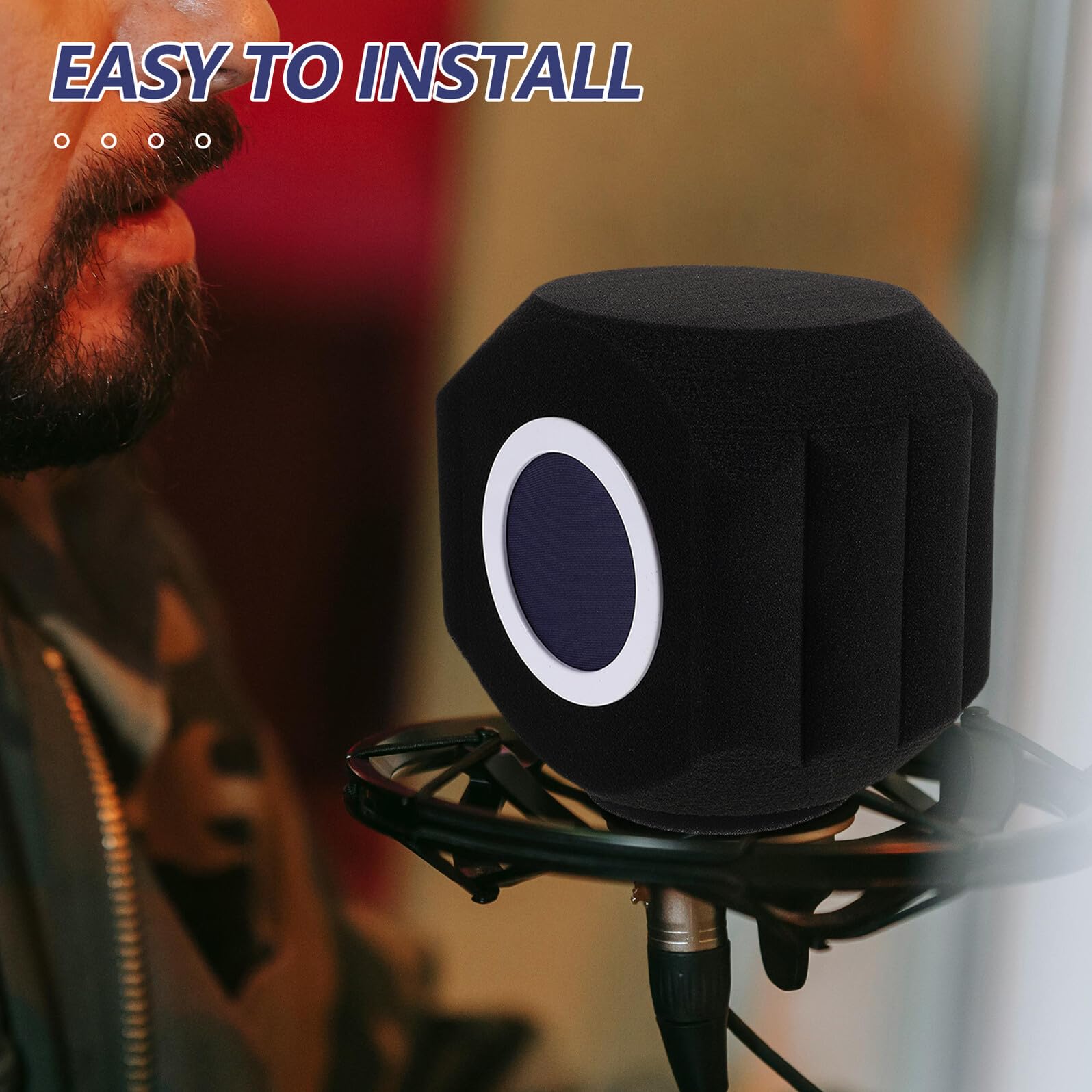 Escudo de Aislamiento de Sonido para Micrófono, Negro