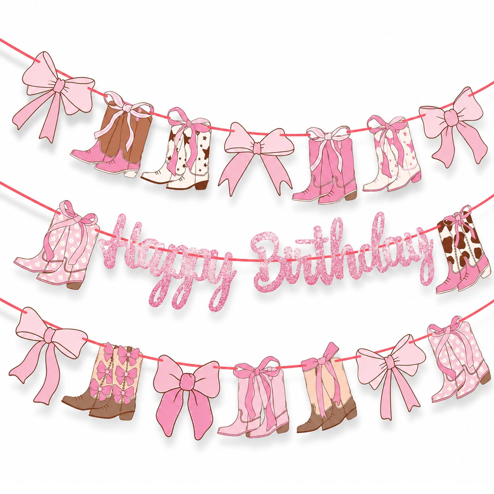 Dallys 3-Piece Pink Cowboy Bunting for Girls' Night Parties