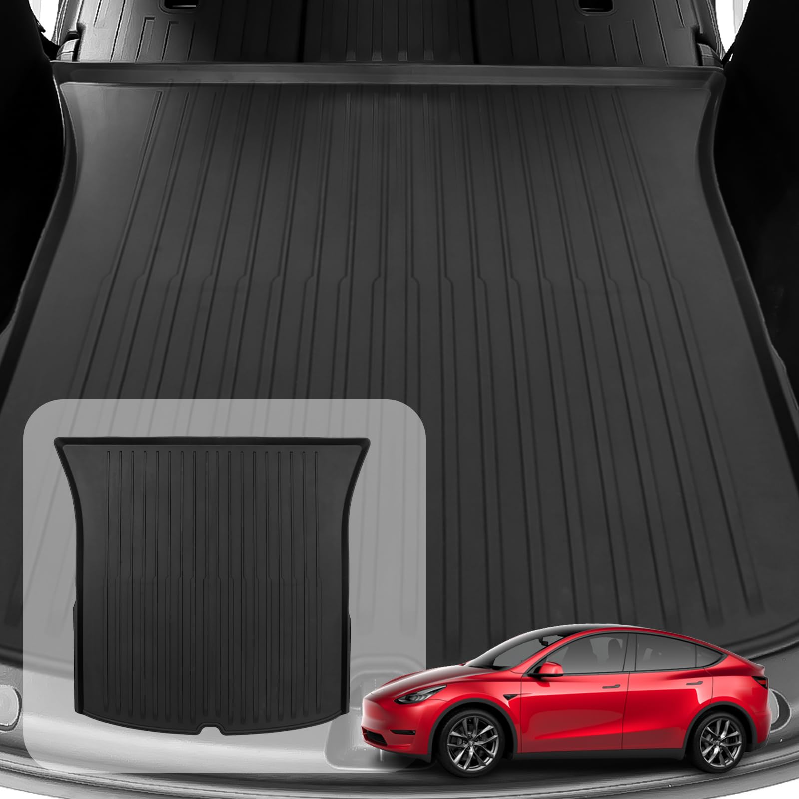 Photo 1 of New Car Mats for Tesla Model Y Trunk Mat 2024-2020,Pure TPE Injection Molding Mats, All Weather Protection, Waterproof, Odourless, Non-Slip Cargo Mat 1PCS Rear Trunk Mat Model Y
