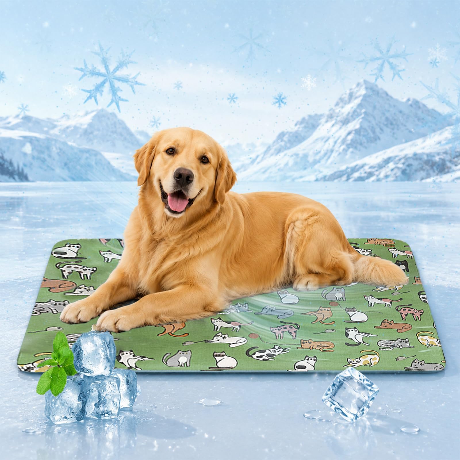 Dog Cooling Mat, Self-Cooling Pet Pad for Large Dogs, Summer Cool Mat (Dark Green, M) — image 1
