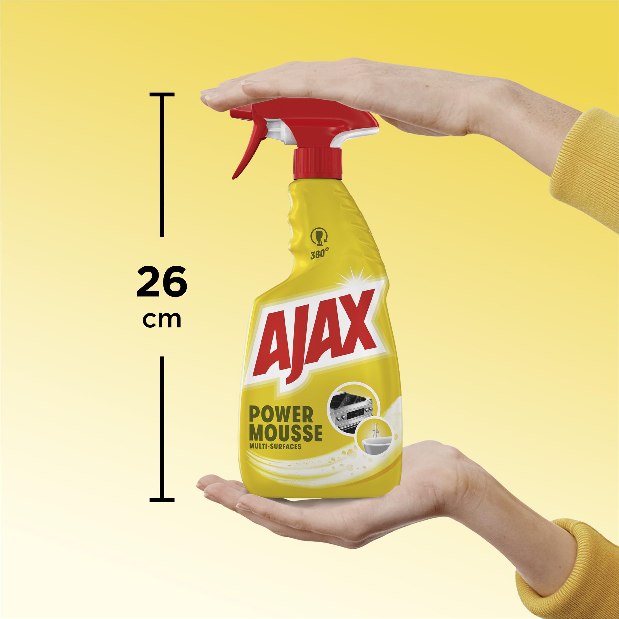 Ajax, Nettoyant Multi-Surfaces Power Mousse, Spray, Lot de 12 x 500 ml