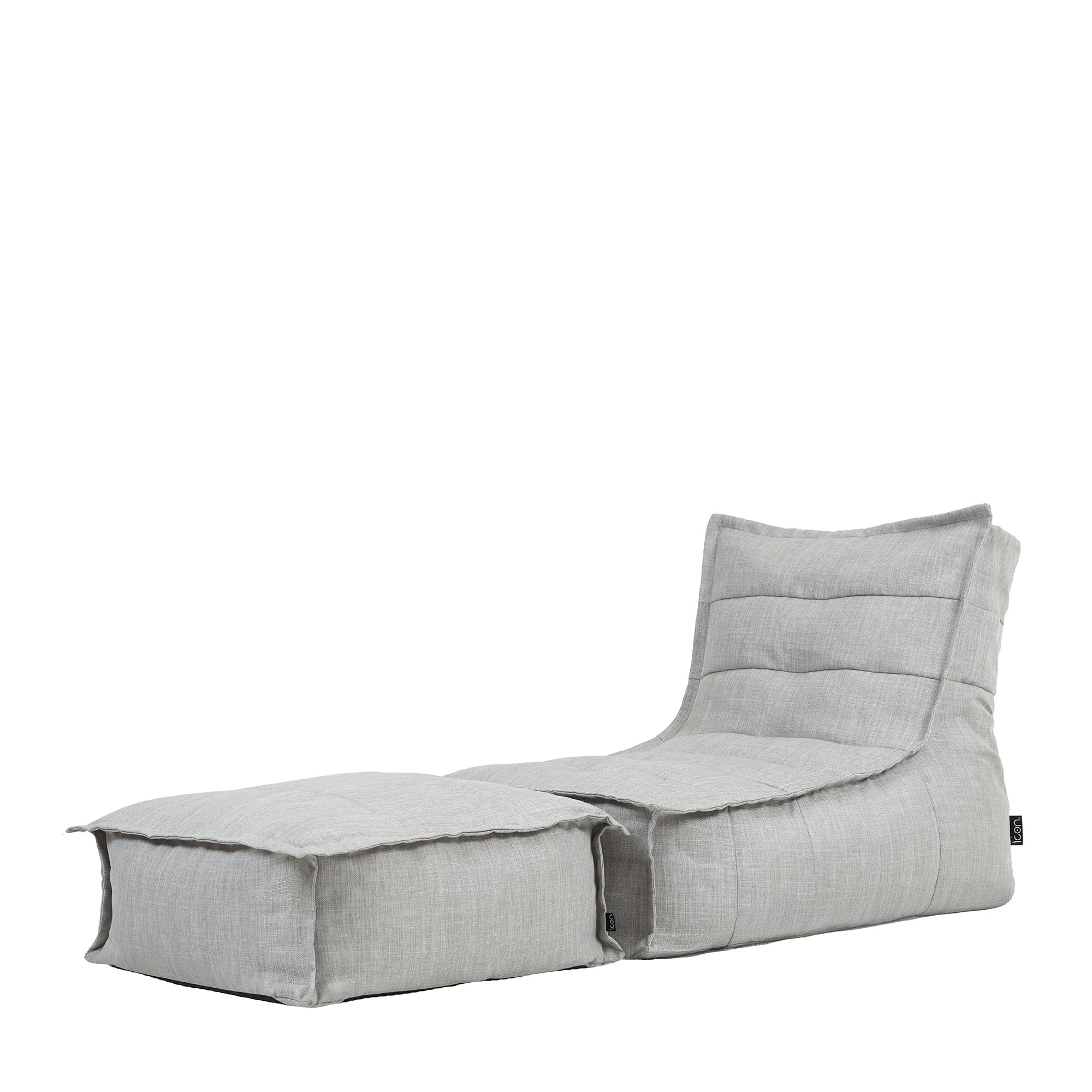 icon Dolce Outdoor Bean Bag Chair and Footstool, Grey, Garden Chair, Large Adult Bean Bag with Filling Included, Sun Lounger, Outdoor Seating, Garden Seat, Garden Furniture