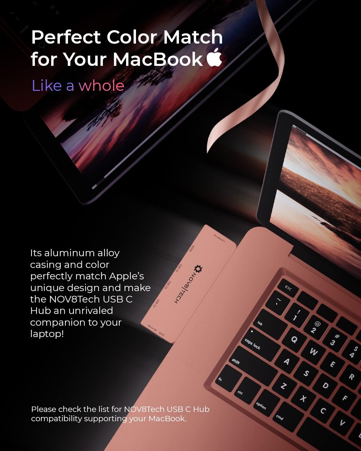 Exсluѕіvе Dіѕсоunt 90% Prісе NOV8Tech USB C Hub Adapters Dongle for MacBook Air 13 15 inch Mac M1 2022/2021-2018 Gold MacBook Air USB Adapter, 4K HDMI, 100W PD, 40Gbps TB3 5K@60Hz, USB-C, 2 USB 3.0 and SD/Micro Card Readers