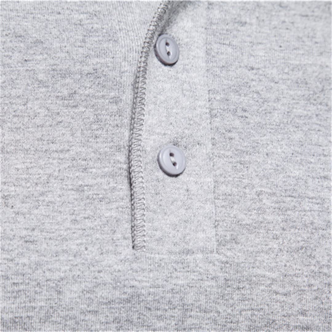 Maglietta da uomo Henley casual estiva manica corta t-shirt da uomo alla moda, Grigio scuro., M