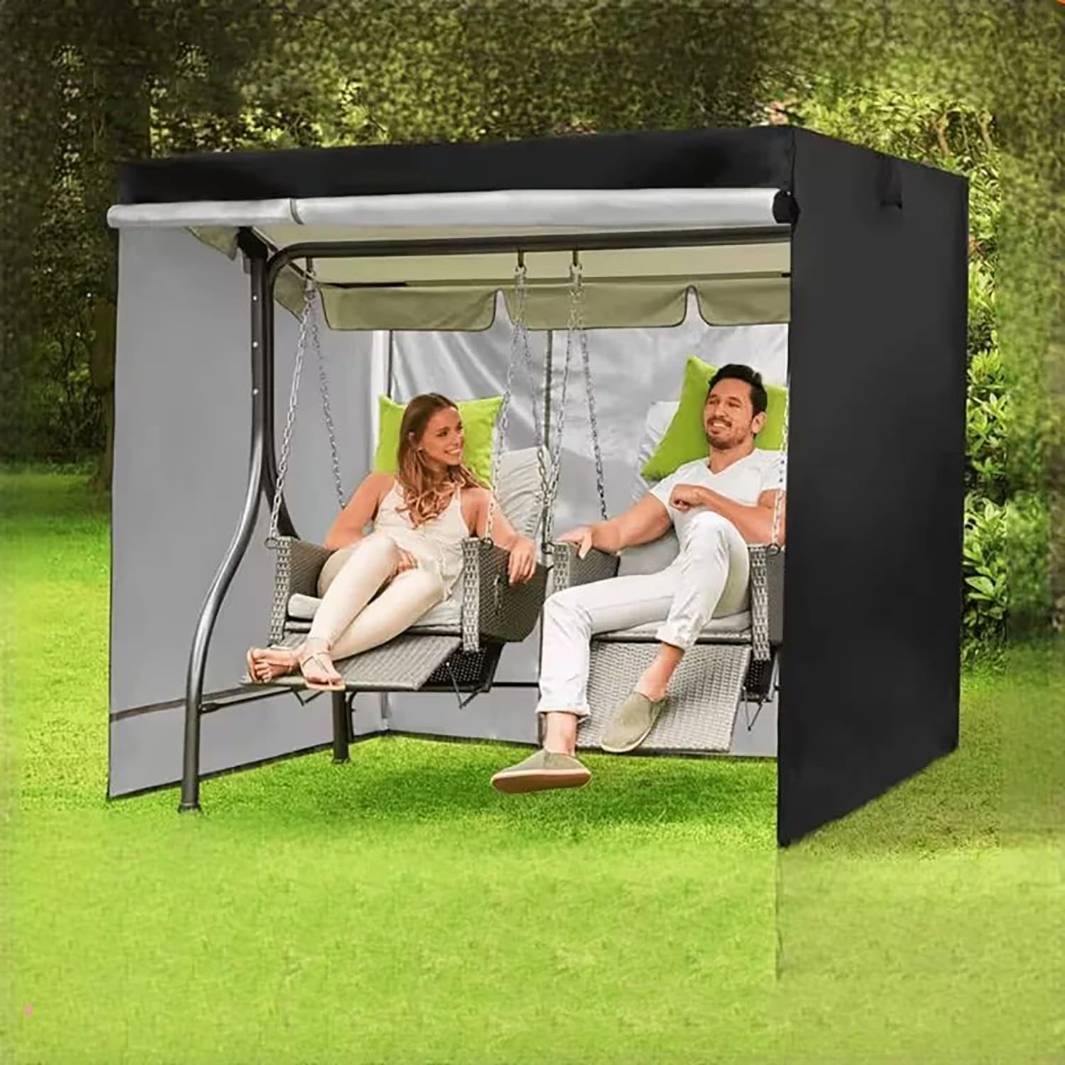 Housse de Balancelle de Jardin 3 Places, Bâche de Protection pour Balancelle, 600D Oxford Balancelle Jardin Bache Imperméable Anti-UV Coupe-Vent pour Balancelle de Jardin 220x135x170cm