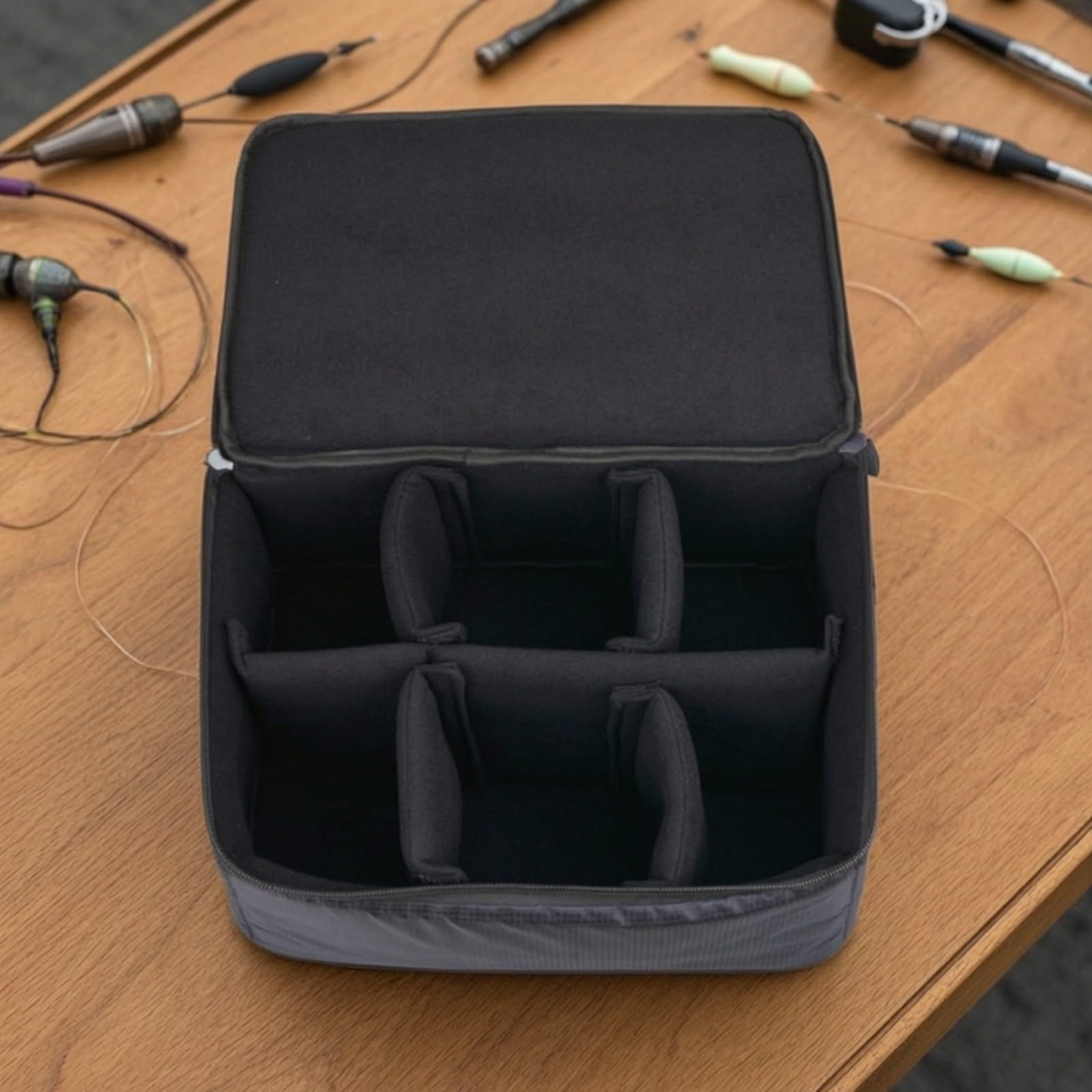 F Fityle Bolsa Engranajes Carrete Pesca con Divisores Ajustables Impermeable Estuche Pesca con Divisores Ajustables Ajustable para Pescadores