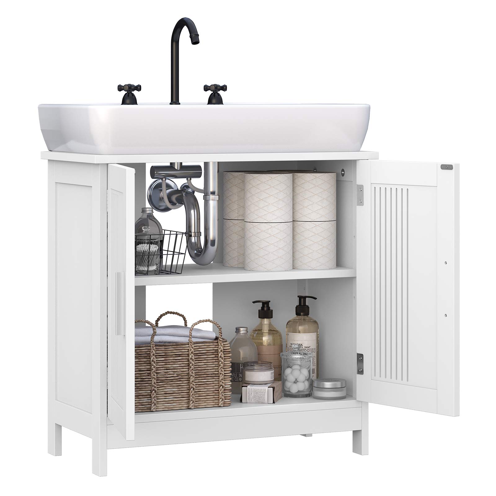 VASAGLE Bathroom Under Sink Floor Double Door, 60 x 30