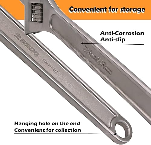 Miniatura 5 de WEDO Juego de 5 llaves ajustables de acero inoxidable llave ajustable mandíbulas fresadas de precisión para máxima potencia de agarre anticorrosión