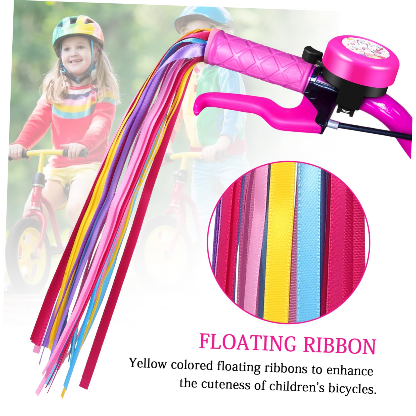 BRIGHTFUFU Bike Grips Ribbon Handlebar Rainbow Streamers Bike Beads Bicycle Decorations Boys and Girls Scooter Tassels