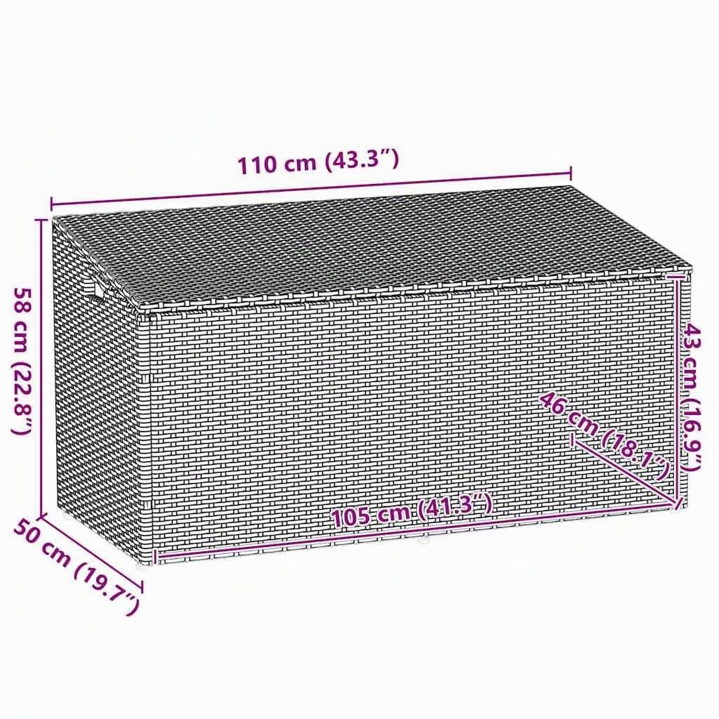 vidaXL Baule da Giardino Grigio Chiaro 110x50x58 cm in Polyrattan