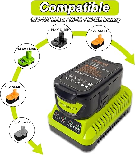 Miniatura 2 de Cargador de repuesto para cargador de batería Ryobi, compatible con cargador de batería Ryobi de 18 V, funciona con baterías de iones de litio Ryobi