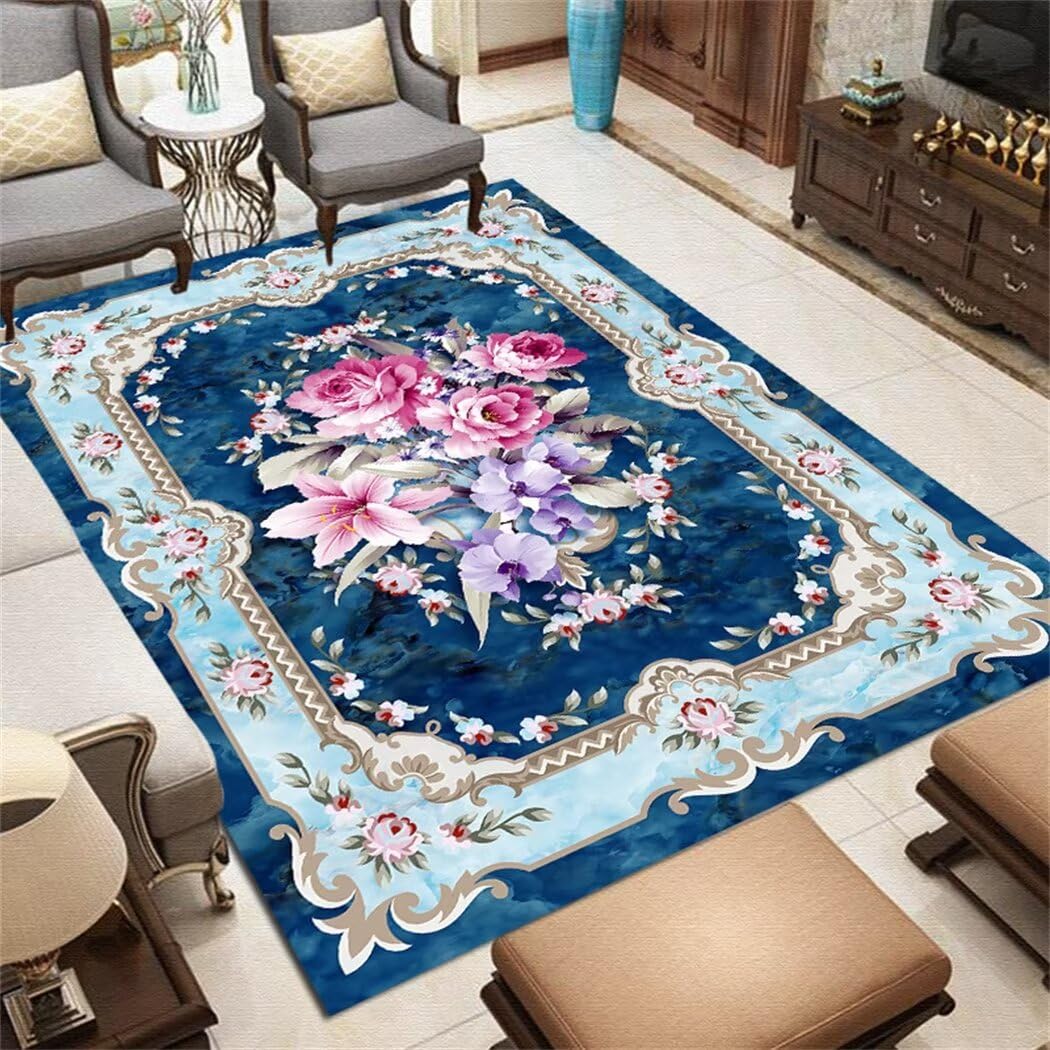 Tapis de salon lavable fini les taches sur votre grand tapis bleu