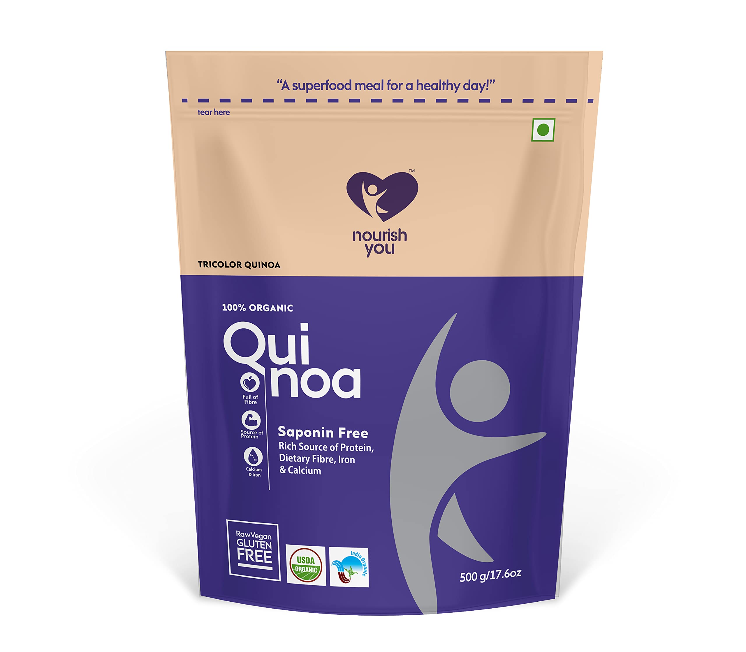 Nourish You Organic Tricolour Quinoa (500G) | Gluten Free | High Fibre | | Antioxidant | Vegan (B01N2WVM76) Amazon Price History, Amazon Price Tracker