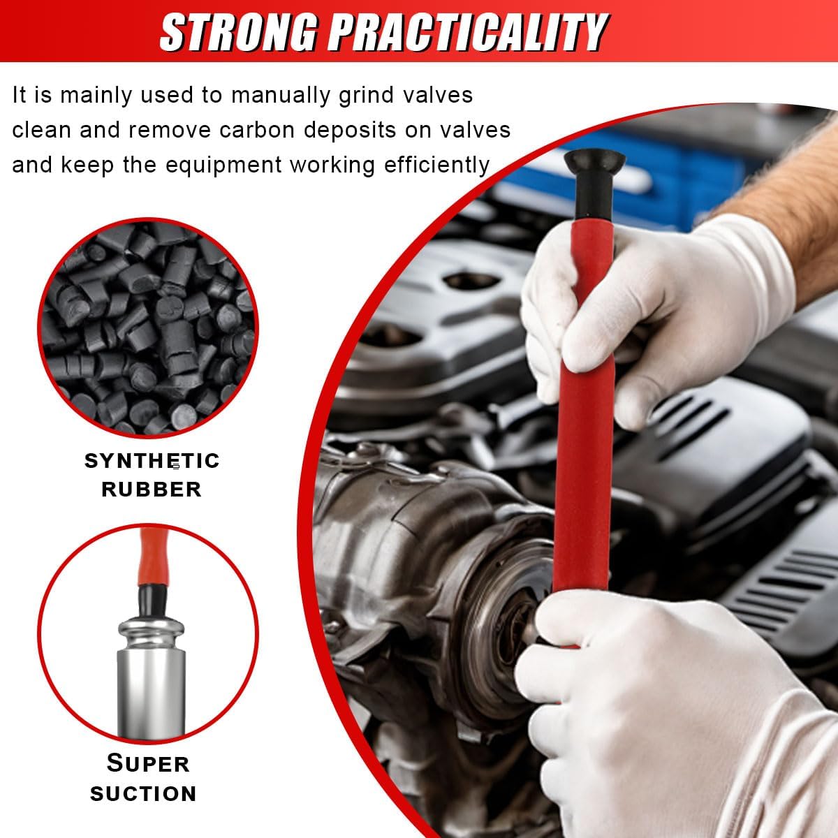 ZIMISI 2PCS Valve Lapping Kit, Double Ended Valve Grinding Stick Tool with 8 Suction Plates in 4 Sizes, Universal Car Oil Systems Engine Maintenance and Repair Accessories