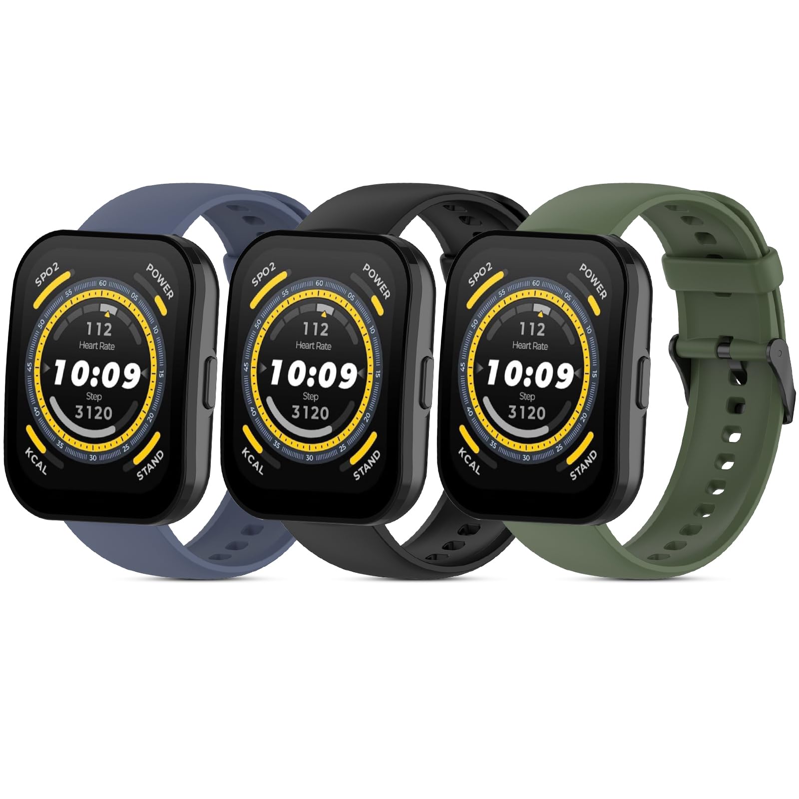 3 Pieces Straps Compatible with Amazfit Bip 5 Bracelet, 22 mm Soft and Breathable Silicone Sports Strap Amazfit Bip 5 Straps Interchangeable Bracelets