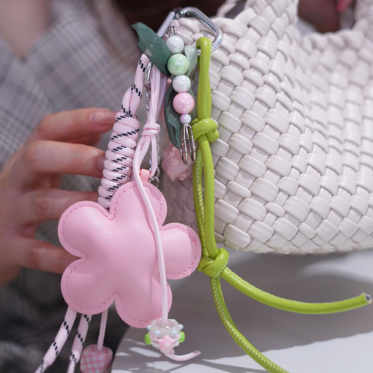 Cute Bag Charms Keychain Heart Handbag Accessories Key chains Decor for Women Girls Purse Ornament - Image 5