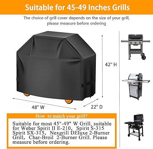 Miniatura 28 de Funda para parrilla de 44 pulgadas, cubierta de parrilla de gas para parrilla al aire libre, cubierta de parrilla Charbroil impermeable, anti-UV